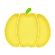 Comefolife Pumpkin Shaped Plate, Silicone Suction Plate 3 Compartments Baby Divided Plate Unbreakable Baby Feeding Plate Salad Dish Fruit Platter Tray for Halloween Thanksgiving Party Supplies